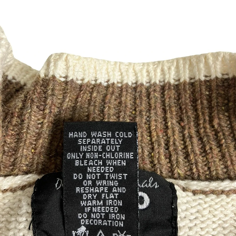 Vintage‎ Designers Originals Studio Joy Sweater Vest Womens L Cream Snowman Zip